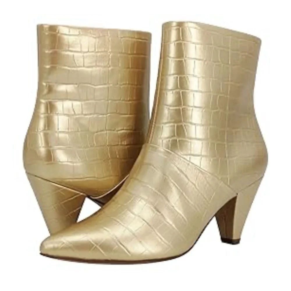 Faryl by Farylrobin Faux Croc Ankle Boot Marianna Heeled Bootie Size 10